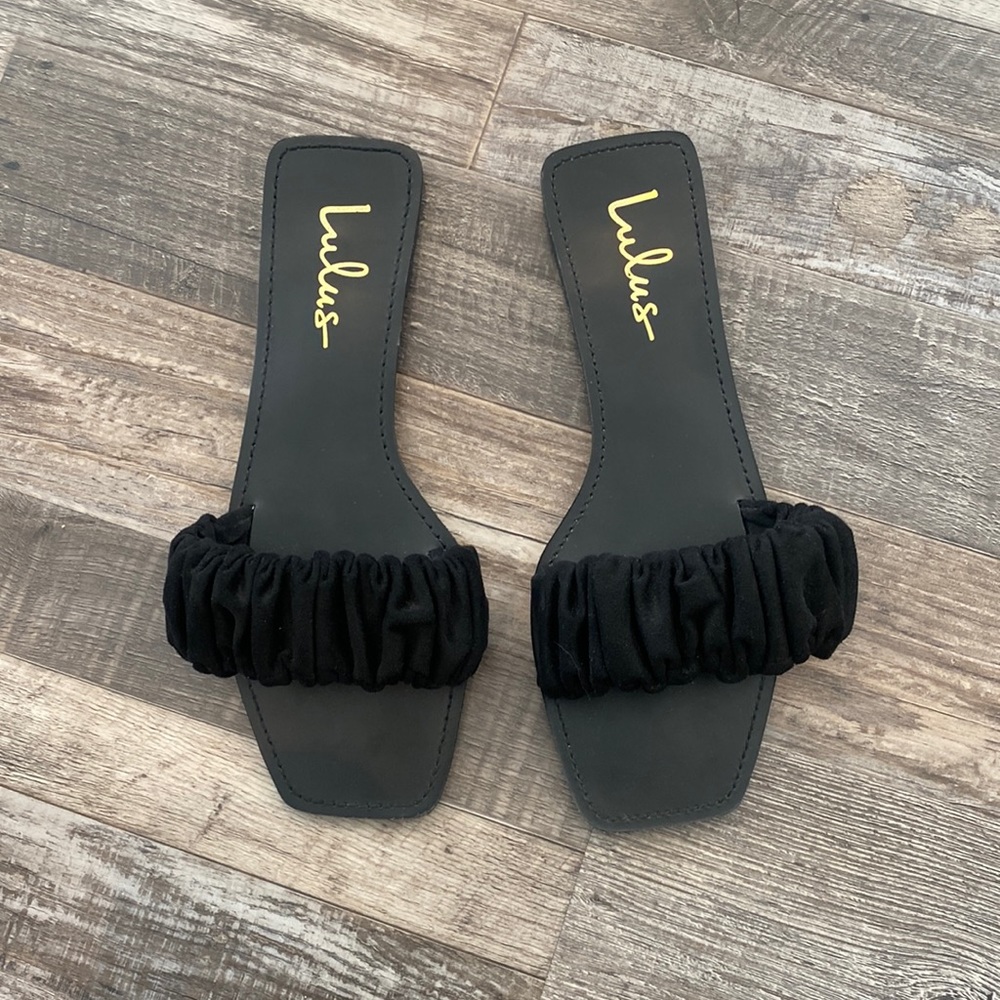 Black LuLus Slide Sandals